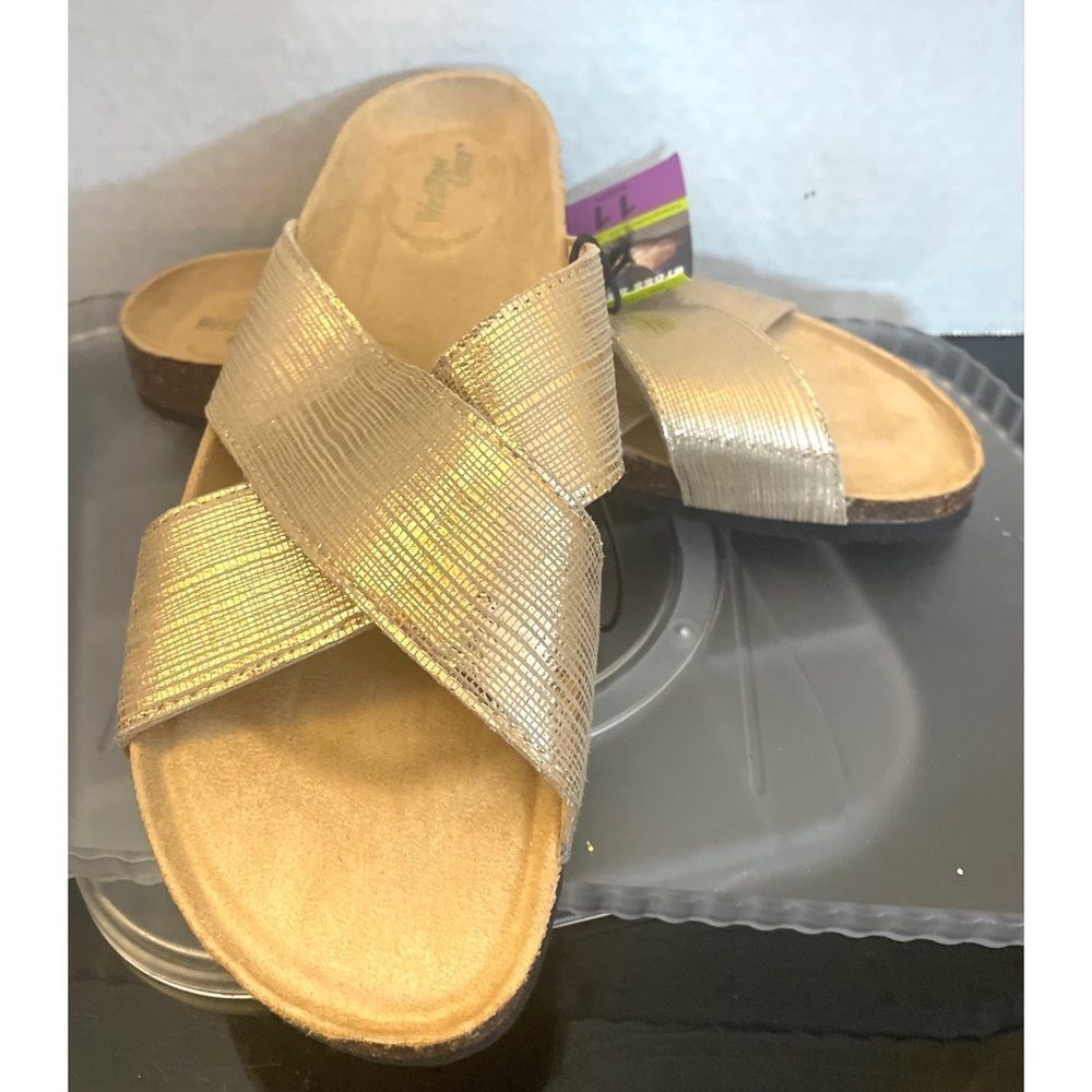 New Western Chief Women's Metallic Cross Sandal Gold Size 11 Kriss Kross
